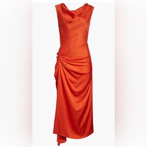 A.L.C Dara Drape Detail Midi Dress In Orange, Size 4, -BRAND NEW, $595